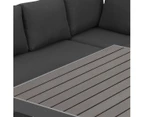 Paris 2 In 1 Charcoal Aluminium L Shaped Sofa Lounge Dining Set Dark Grey Cushion