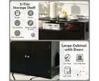 Costway Wood Cat Litter Storage Cabinet Enclosure Kitty Litter Box House Side Table Entryway w/2 Doors&Open Shelf Black