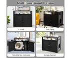 Costway Wood Cat Litter Storage Cabinet Enclosure Kitty Litter Box House Side Table Entryway w/2 Doors&Open Shelf Black