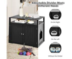 Costway Wood Cat Litter Storage Cabinet Enclosure Kitty Litter Box House Side Table Entryway w/2 Doors&Open Shelf Black