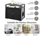 Costway Wood Cat Litter Storage Cabinet Enclosure Kitty Litter Box House Side Table Entryway w/2 Doors&Open Shelf Black