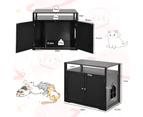 Costway Wood Cat Litter Storage Cabinet Enclosure Kitty Litter Box House Side Table Entryway w/2 Doors&Open Shelf Black