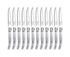 12pc Laguiole Etiquette 23.5cm Stainless Steel Steak Knife Cutlery Marble White