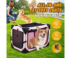 Dog Pet Cat Crate Cage Rabbit Hutch Bird Puppy Bunny Carrier Travel Indoor Soft Outdoor Car Foldable Medium Pink