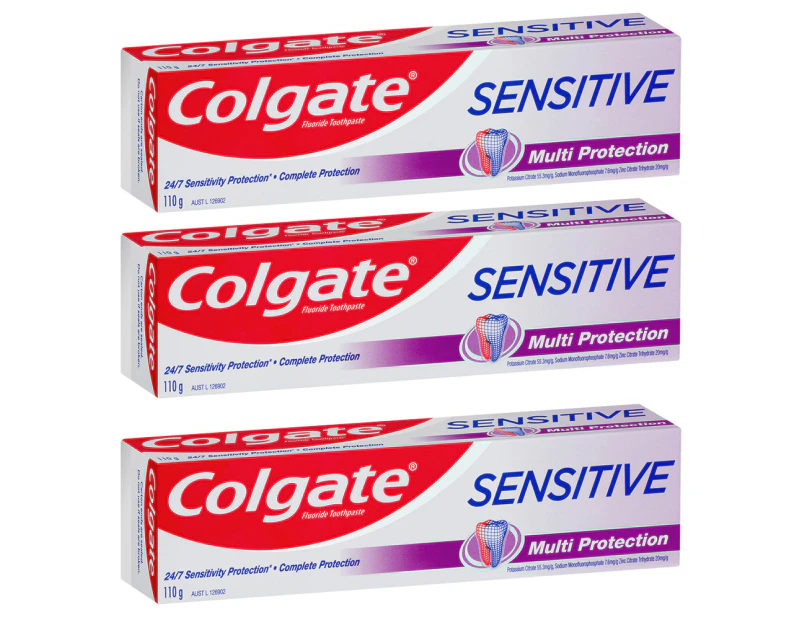 3x Colgate 110g Sensitive Fluoride Toothpaste Dental/Oral Care Multi Protection