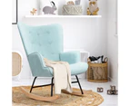 Oikiture Rocking Chair Nursing Armchair Linen Blue