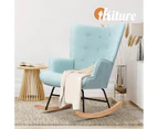 Oikiture Rocking Chair Nursing Armchair Linen Blue