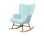 Oikiture Rocking Chair Nursing Armchair Linen Blue