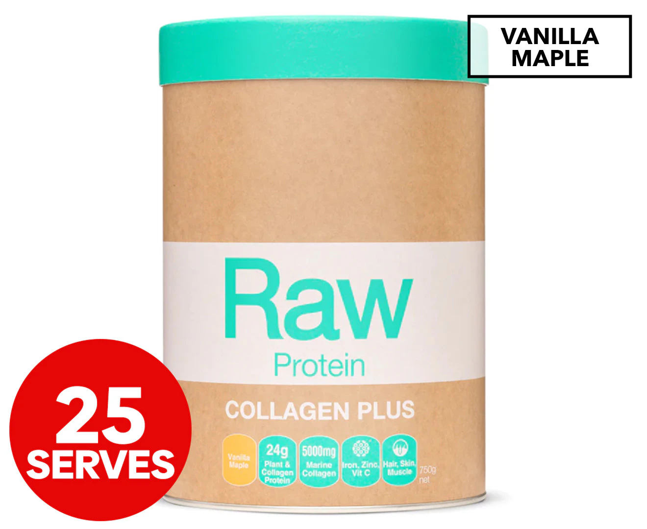 Amazonia Raw Protein Collagen Plus Vanilla Maple 750g