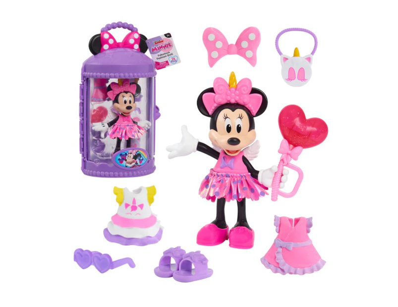 14pc Disney Junior Minnie Mouse Fabulous Fashion Dress Up Kids Toy Doll PURP 3+