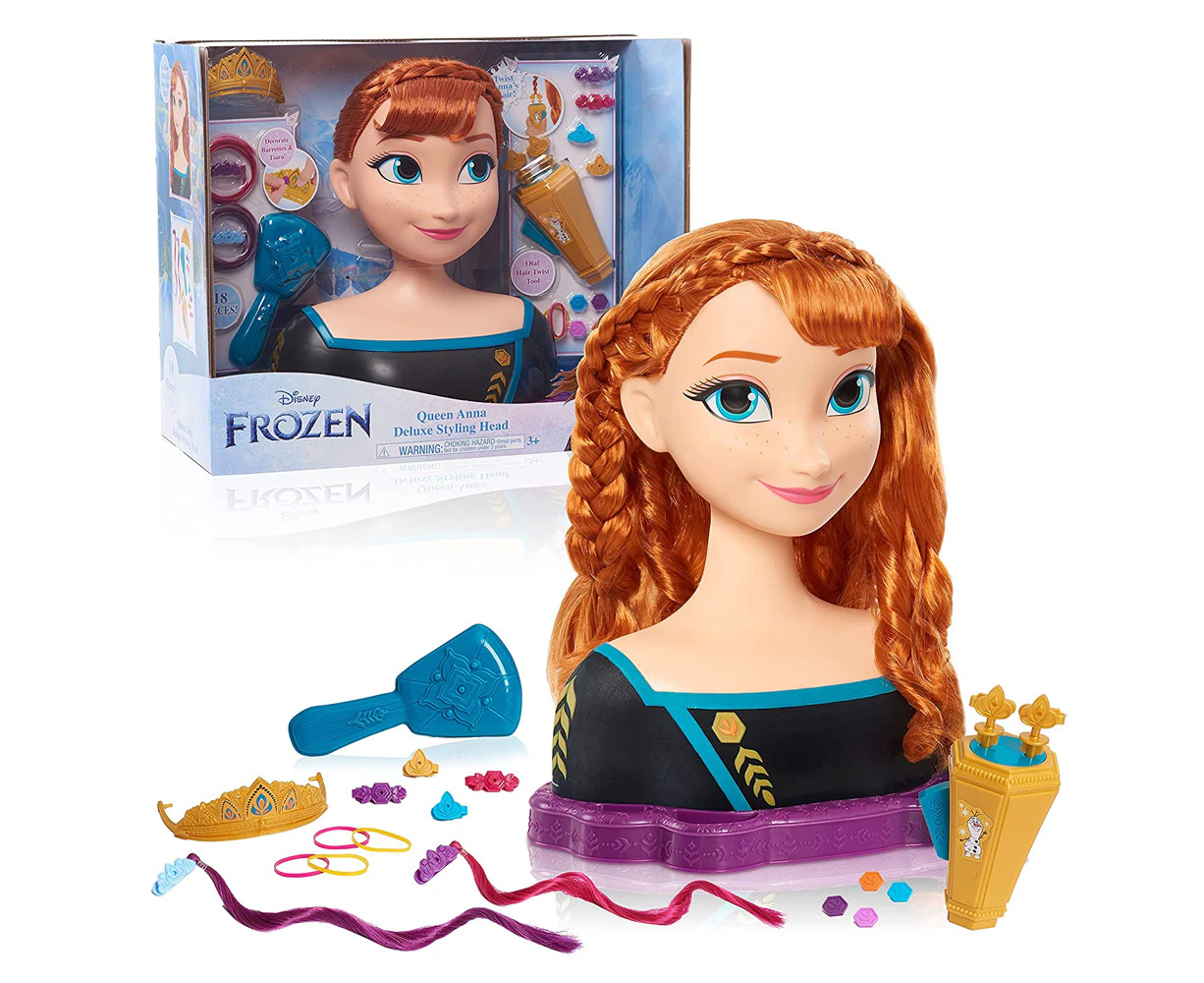 18pc Disney Frozen 2 Queen Anna Deluxe Styling Head Kids/Children's Play Toy 3y+