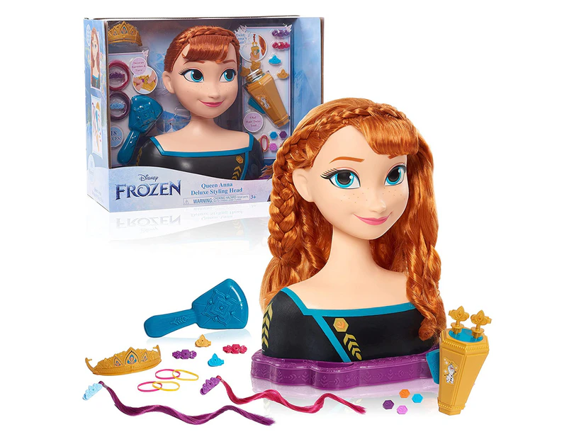 18pc Disney Frozen 2 Queen Anna Deluxe Styling Head Kids/Children's Play Toy 3y+