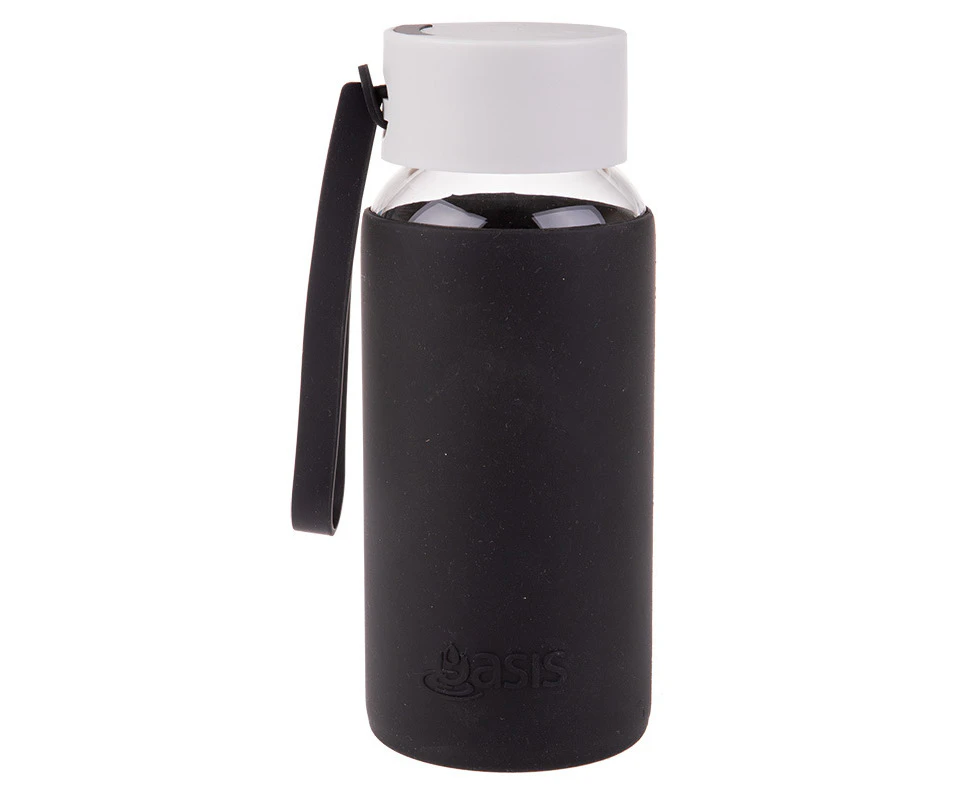 Oasis Glass Drink Bottle - Black 500ml