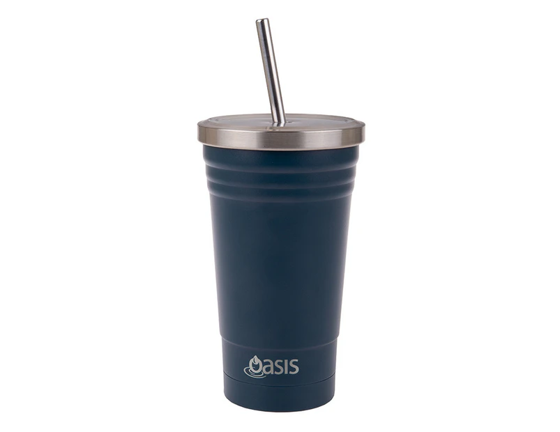 Insulated Stainless Steel Smoothie Cup - Navy 500ml - Blue