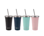 Oasis 500ml Stainless Steel Smoothie Tumbler with Straw - Navy