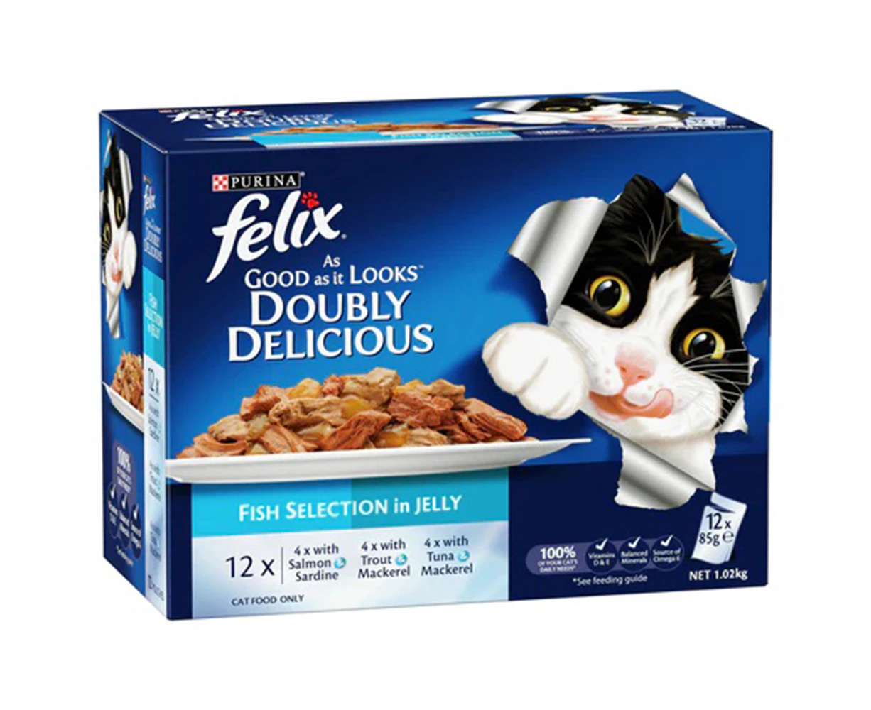 Felix As Good As It Look Doubly Delicious Wet Cat Food Fish Selections 12 x 85g