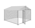 riin Small Outdoor Galvanised Metal Dog Kennel Heavy Duty Cage Playpen Pet Run Fence Exercise Cage with Roof/Door 2x2x1.58M