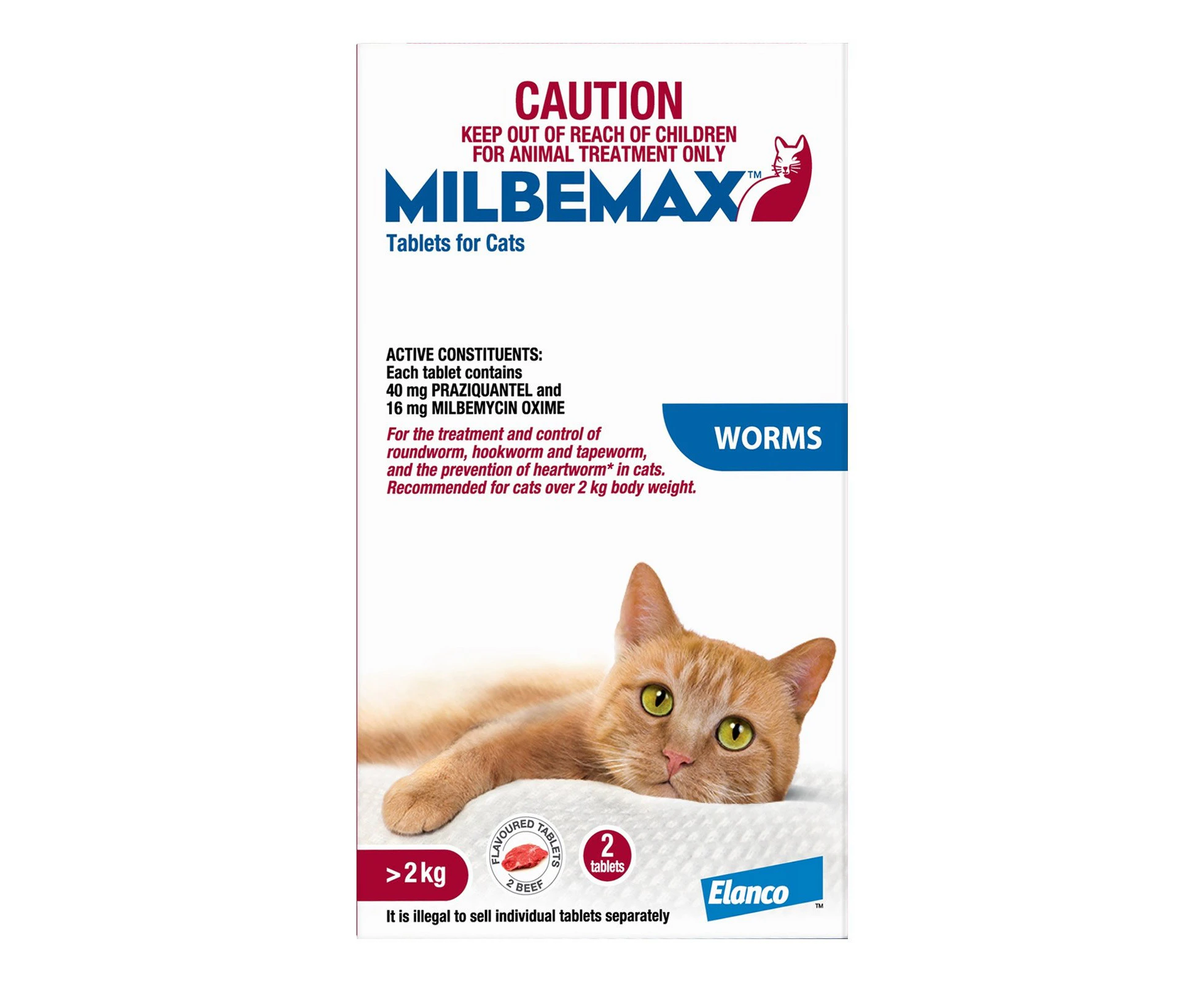 Milbemax Allwormer Tablets For Large Cats Over 2 Kg 4 Tablets