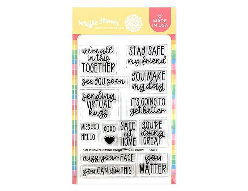 Waffle Flower Safe at Home Sentiments Clear Stamp