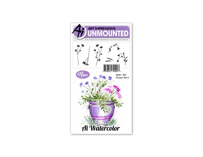 Art Impressions Watercolours Stamp Set Flowers #3