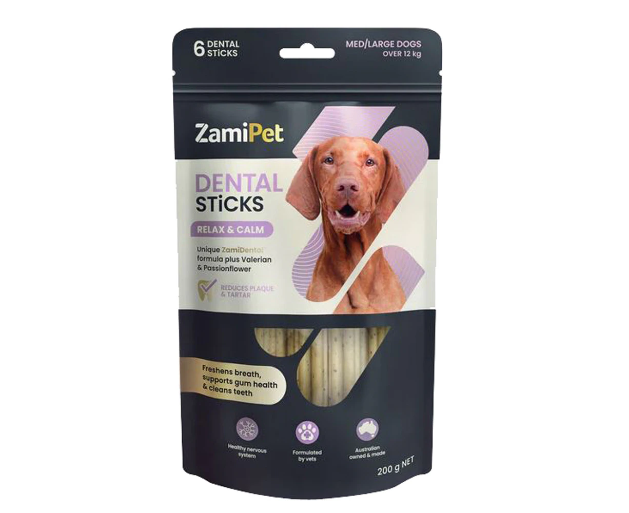 Zamipet Dental Sticks Relax & Calm Dog Dental Treats for Medium/Large Dogs 200g