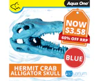 Aqua One Hermit Crab Alligator Skull Blue Ornament 7.5x4.5x4.5cm (37181BL)