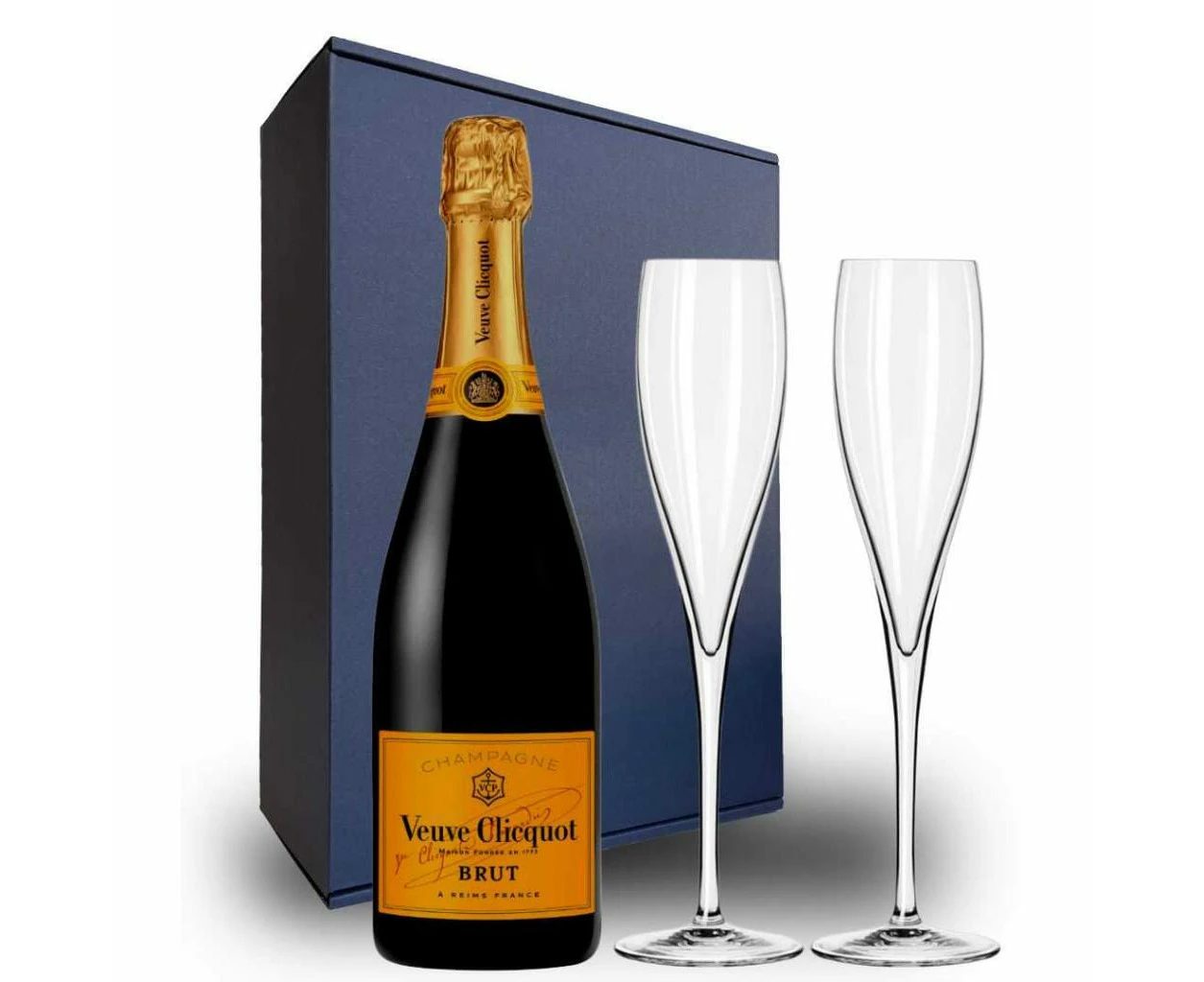 Veuve Clicquot Gift Hamper- Includes 2 Champagne Flutes and Gift Boxed