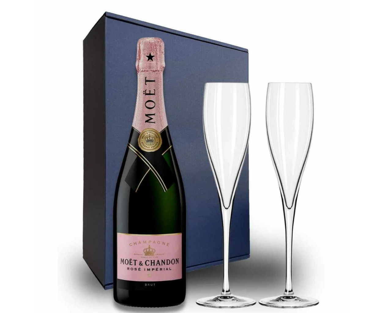 MOET & CHANDON ROSE GIFT HAMPER - Includes 2 Pack Champagne Flutes