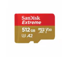 SanDisk Extreme 512GB 190MB/s V30 A2 4K SDXC Micro SD Memory Card with Adapter