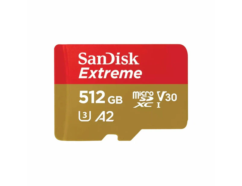 SanDisk Extreme 512GB 190MB/s V30 A2 4K SDXC Micro SD Memory Card with Adapter