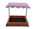 Kids Wooden Toy Sandpit with Adjustable Canopy