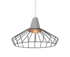 Maine & Crawford Luminite Lamp Cover 40x124cm Cage/Concrete Pendant Tab Black