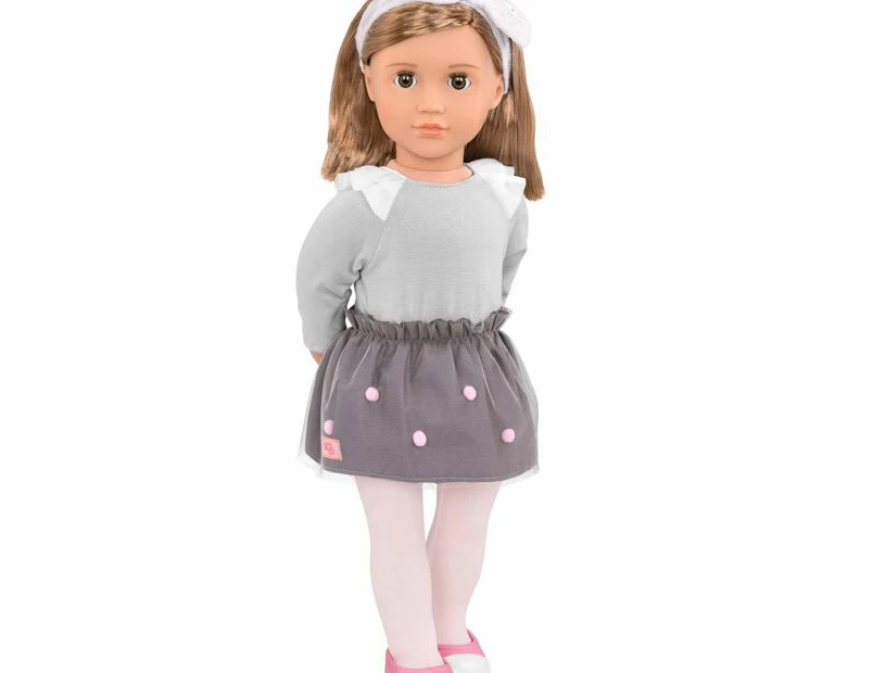 Our Generation Bina 18-inch Fashion Doll with Pom Pom Skirt - Grey