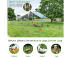 Costway Large Chicken Coop 7x2x1.95M Walk-in Cage Run Metal Poultry Hutch All Weather w/Cover