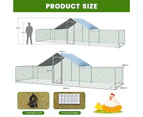 Costway Large Chicken Coop 7x2x1.95M Walk-in Cage Run Metal Poultry Hutch All Weather w/Cover