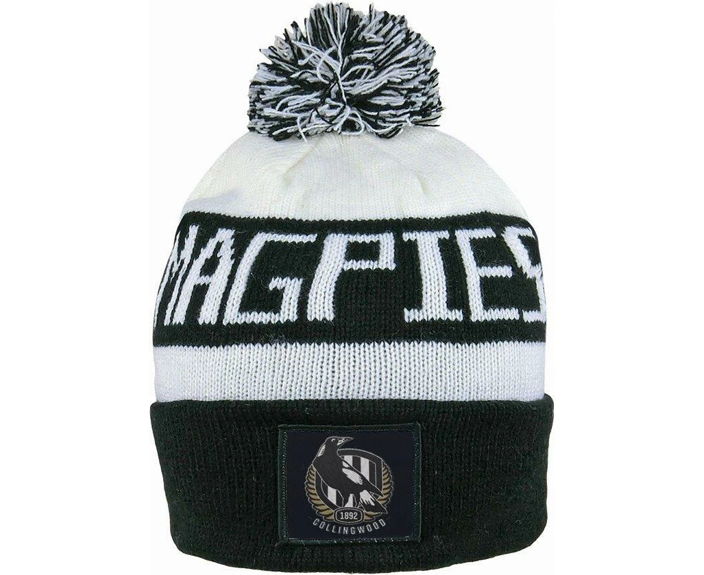 AFL Bar Beanie - Collingwood Magpies - Winter Hat - Adult - OSFM