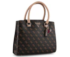 GUESS Noelle Girlfriend Satchel Bag - Brown Logo