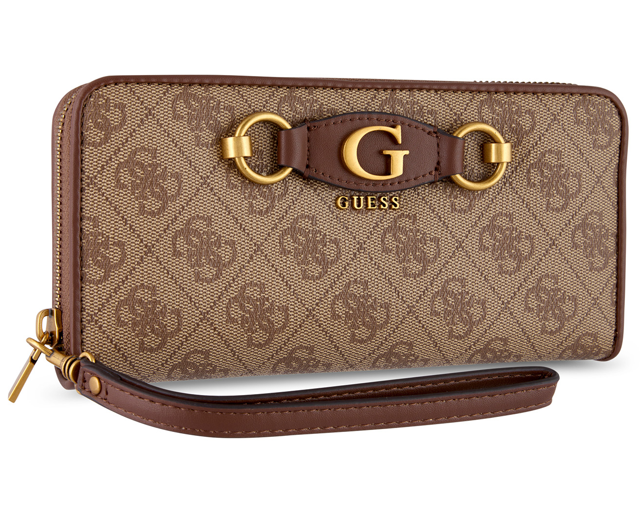 GUESS Izzy Large Zip Around Wallet - Latte Logo/Brown | M.catch.com.au