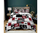 Christmas 3pcs Bedding Set Double Queen King Size Quilt Cover Pillowcases Set Xmas Trees Elk Duvet Cover Printed Christmas Decor - Black and White