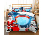 Christmas 3pcs Bedding Set Double Queen King Size Quilt Cover Pillowcases Set Xmas Trees Elk Duvet Cover Printed Christmas Decor - Snowman