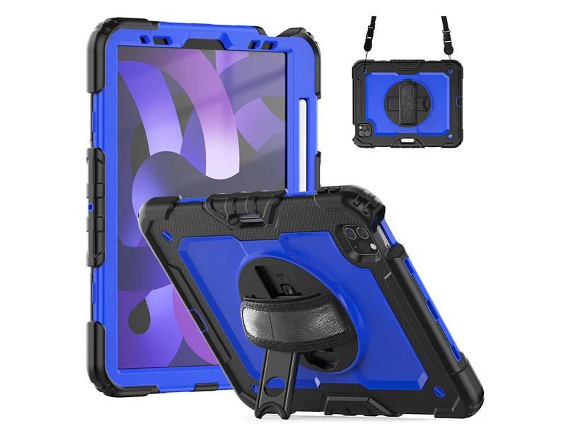 Protector Case Shockproof Protective Cover with Stand Hand Shoulder Strap for iPad Pro 11(2022/2021/2020/2018)/Air 4 10.9 2020/Air 5 2022) - Dark Blue