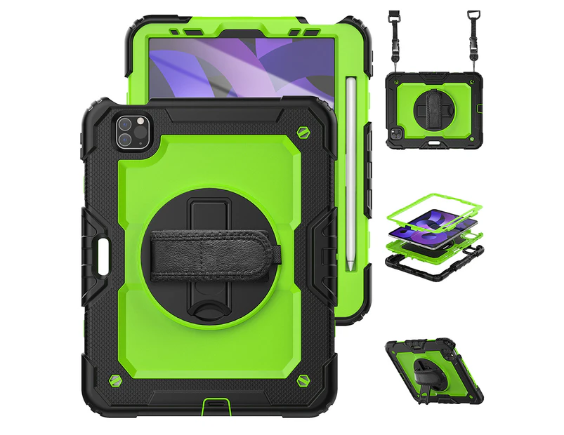 Protector Case Shockproof Protective Cover with Stand Hand Shoulder Strap for iPad Pro 11(2022/2021/2020/2018)/Air 4 10.9 2020/Air 5 2022) - Green