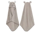 Soft Hooded Baby Towel Cartoon Kids Bath Towels - Grey