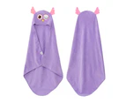 Soft Hooded Baby Towel Cartoon Kids Bath Towels - Purple