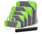 6Pcs Set Compression Packing Cubes Travel Accessories Expandable Packing Organizers - Green