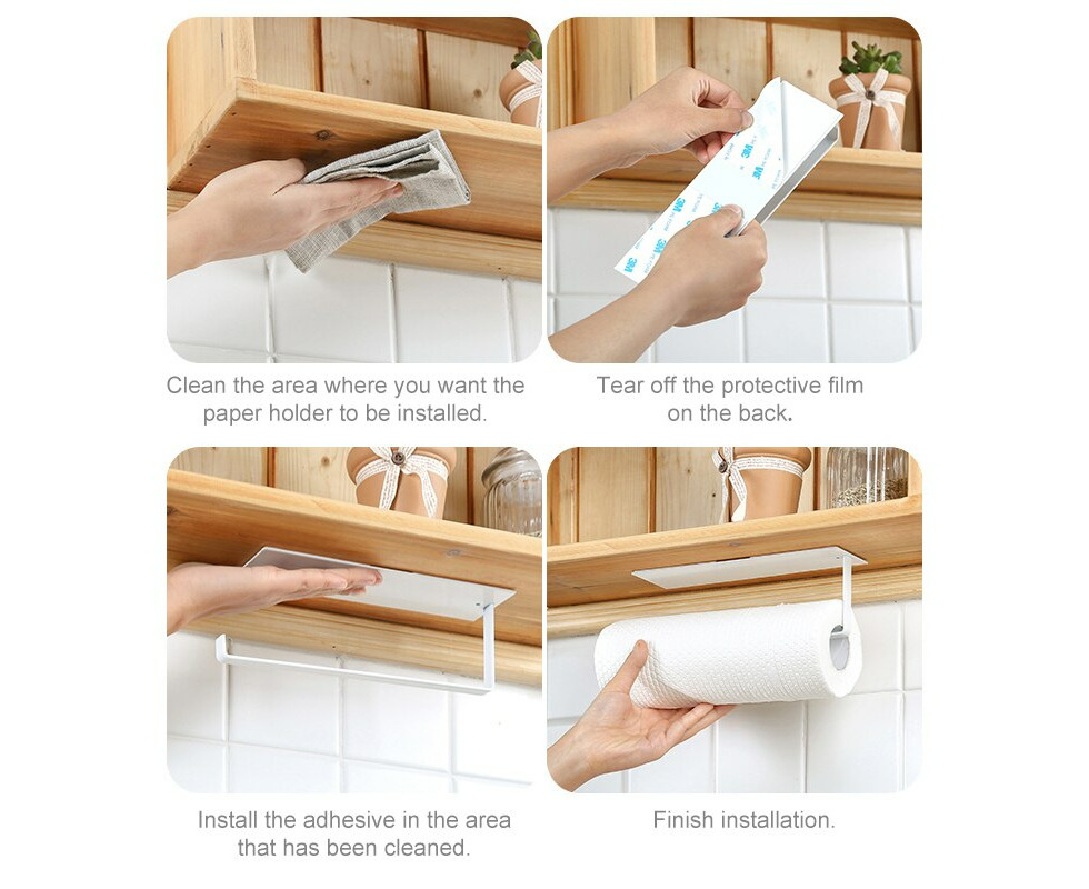 Kitchen Roll Holder Non Perforated Paper Towel Holder Toilet Paper Hanger  Roll Paper Holder Fresh Film Storage Rack Wall Hanging