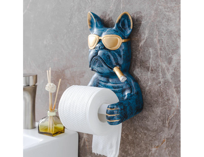 Cartoon Toilet Paper Holder Mount Dog Sculpture for Home Washroom Hotel Kitchen ArtBlue