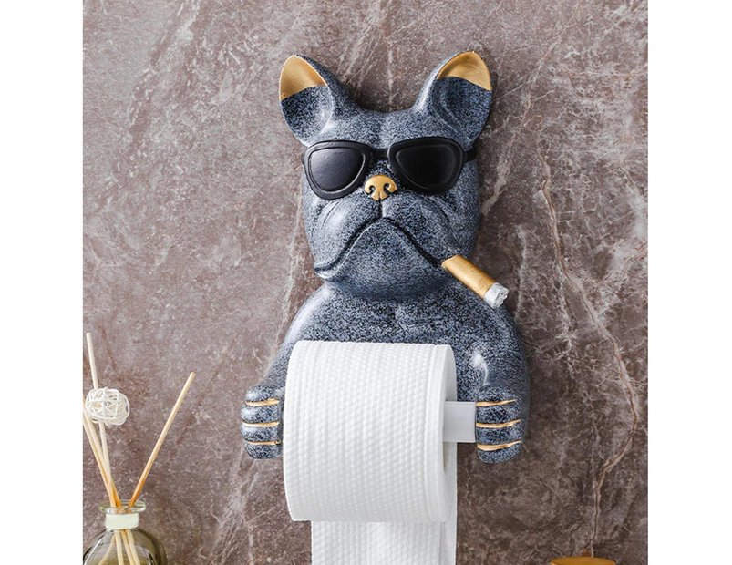 Cartoon Toilet Paper Holder Mount Dog Sculpture for Home Washroom Hotel Kitchen ArtGray