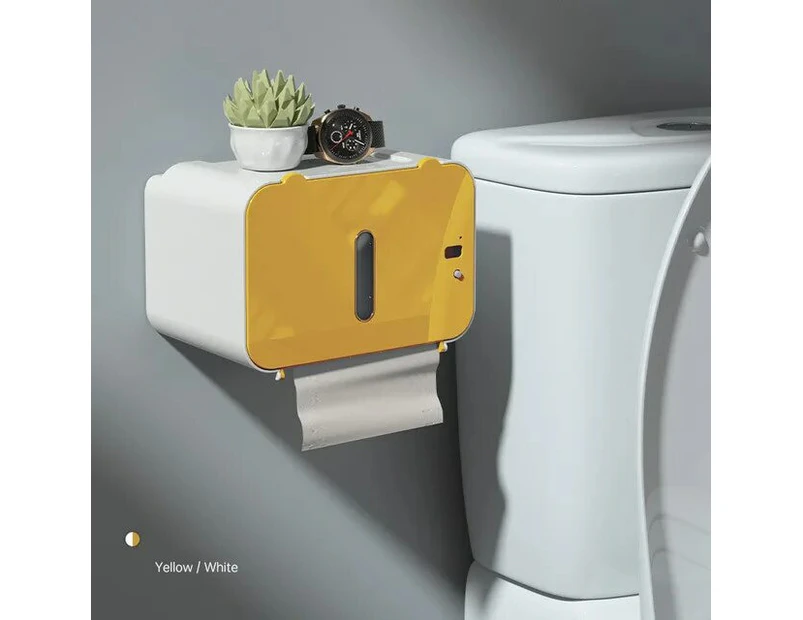 Induction Automatic Paper Out Paper Tissue Box  Smart Wall Mounted Toilet Paper Holder No Punching Bathroom Toilet Roll HolderIntelligent Yellow