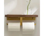 DOOKOLE Double Roll Holders with Solid Wood Shelf, Wall Mount Toilet Paper Holder with Shelf, Toilet Paper Storage (Gold)Single Roll A